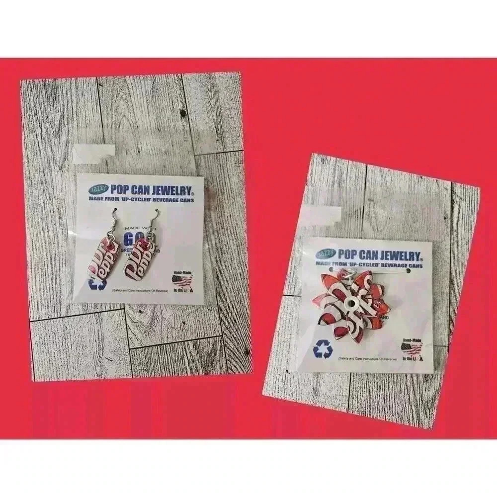 Jazzy Pop Can Jewelry Upcycled Dr Pepper Earrings And Charm